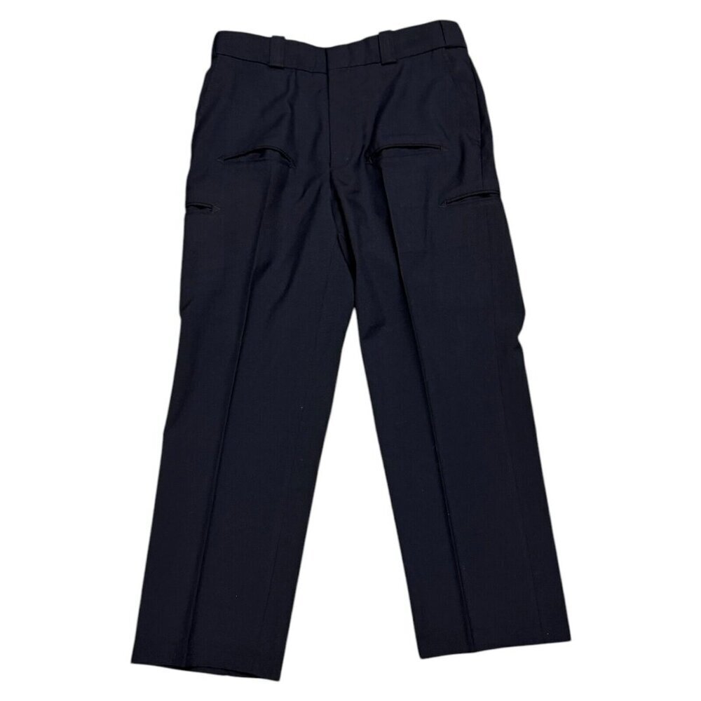 BLAUER Pleated Navy Blue Pocket Work Straight Fit Trousers Pants Mens 34x30